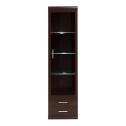 Imperial Tall Glazed 1 Door 2 Drawer Narrow Cabinet In Dark Mahogany Melamine -Furniture Store imperial tall glazed 1 door 2 drawer narrow cabinet in dark mahogany melamine5900355032136 04c MP
