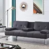 Indiana Fabric Sofa Bed Cupholder 3 Seater Chrome Legs Velvet Or Fabric, Charcoal -Furniture Store indiana fabric sofa bed cupholder 3 seater chrome legs velvet or fabric charcoal5060678402143 01c MP