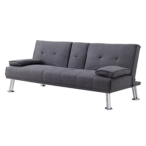 Indiana Fabric Sofa Bed Cupholder 3 Seater Chrome Legs Velvet Or Fabric, Charcoal 4 Indiana Fabric Sofa Bed Cupholder 3 Seater Chrome Legs Velvet Or Fabric, Charcoal - Image 2