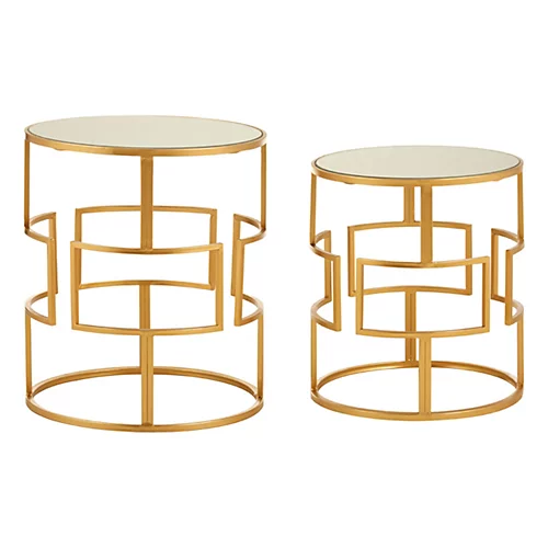 Interiors By Premier Avantis Set Of 2 Gold Metal/Round Side Tables 3 Interiors By Premier Avantis Set Of 2 Gold Metal/Round Side Tables