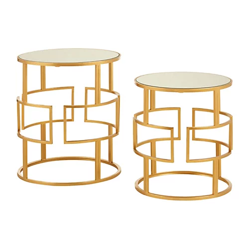 Interiors By Premier Avantis Set Of 2 Gold Metal/Round Side Tables 5 Interiors By Premier Avantis Set Of 2 Gold Metal/Round Side Tables - Image 3