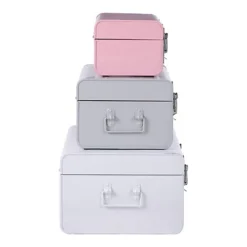 Interiors By Premier Parley Set Of Three Assorted Pink And Grey Storage Trunks -Furniture Store interiors by premier parley set of three assorted pink and grey storage trunks5018705419268 04c MP