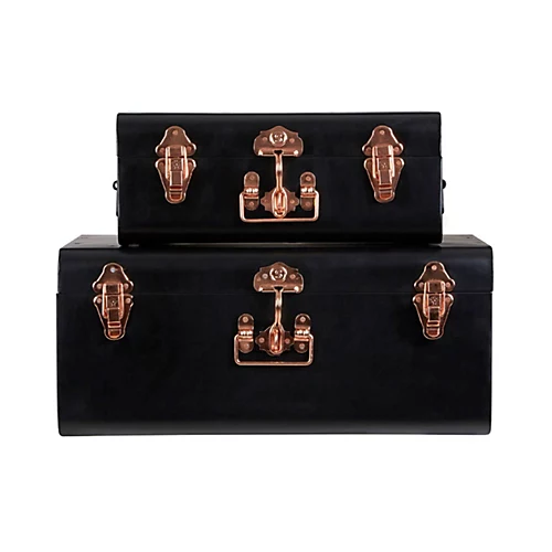 Interiors By Premier Parley Set Of Two Black Storage Trunks 3 Interiors By Premier Parley Set Of Two Black Storage Trunks