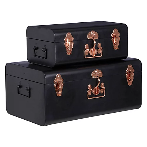 Interiors By Premier Parley Set Of Two Black Storage Trunks 4 Interiors By Premier Parley Set Of Two Black Storage Trunks - Image 2