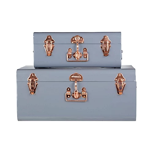 Interiors By Premier Parley Set Of Two Grey Storage Trunks 3 Interiors By Premier Parley Set Of Two Grey Storage Trunks