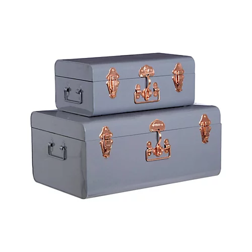 Interiors By Premier Parley Set Of Two Grey Storage Trunks 4 Interiors By Premier Parley Set Of Two Grey Storage Trunks - Image 2