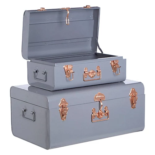 Interiors By Premier Parley Set Of Two Grey Storage Trunks 5 Interiors By Premier Parley Set Of Two Grey Storage Trunks - Image 3