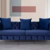 Jaguar Velvet Fabric 3 Seater Sofa Suite Chesterfield Metal Legs, Blue -Furniture Store jaguar velvet fabric 3 seater sofa suite chesterfield metal legs blue5056034050868 01c MP