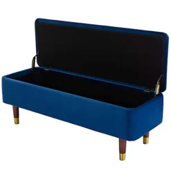 KATRINA MODERN VELVET OTTMAN STORAGE BENCH BEDROOM LIVINGROOM SEATING FOOTSTOOL (Blue) -Furniture Store katrina modern velvet ottman storage bench bedroom livingroom seating footstool blue 5055744822581 04c MP