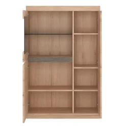 Kensington 3 Door Glazed Cabinet In Oak -Furniture Store kensington 3 door glazed cabinet in oak5900355033034 03c MP