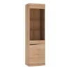 Kensington Tall Narrow 2 Door Glazed Display Cabinet (RHD) In Oak