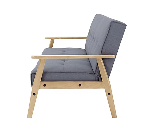 Langford Sofa Bed Fabric 3 Seater Button Detail Wooden Frame Sofabed, Grey With Natural Wood 6 Langford Sofa Bed Fabric 3 Seater Button Detail Wooden Frame Sofabed, Grey With Natural Wood - Image 4