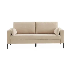 Large 3-seater Living Room Sofa - Beige Corduroy Industrial-style Metal Legs - Bjorn - Beige -Furniture Store large 3 seater living room sofa beige corduroy industrial style metal legs bjorn beige3760350657725 04c MP