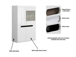 Large Display Cabinet Glass Door Unit Buffet With LED Light White Gloss Azteca -Furniture Store large display cabinet glass door unit buffet with led light white gloss azteca5060958045602 03c MP