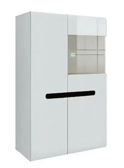 Large Display Cabinet Glass Door Unit Buffet With LED Light White Gloss Azteca -Furniture Store large display cabinet glass door unit buffet with led light white gloss azteca5060958045602 04c MP