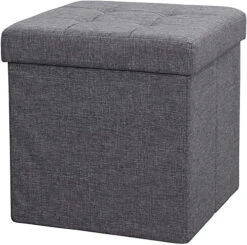 Front Page 24 Front Page -Furniture Store large ottoman foldaway storage blanket toy box bench twill linen with buttons 38x38cm grey5055797236076 02c MP