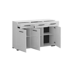 Large Sideboard Cabinet 1Door Drawers Black Accents White High Gloss Fever -Furniture Store large sideboard cabinet 1door drawers black accents white high gloss fever5901451020003 04c MP