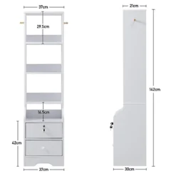 Livingandhome 2 Lockable Drawer Bedside Table With 3 Tier Display Shelf W370mm X D300mm X H1420mm -Furniture Store livingandhome 2 lockable drawer bedside table with 3 tier display shelf w370mm x d300mm x h1420mm0735940257350 06c MP
