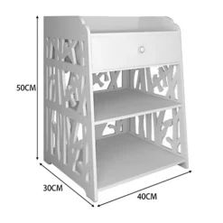 Livingandhome 3 Tier Hollow Bird Pattern Bedside Table Nightstand With 1 Drawer -Furniture Store livingandhome 3 tier hollow bird pattern bedside table nightstand with 1 drawer0735940250368 04c MP