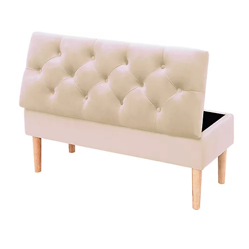 Livingandhome Beige Velvet Ottoman Bench Storage Footstool With Rubber Wooden Leg 1000x400x460mm 6 Livingandhome Beige Velvet Ottoman Bench Storage Footstool With Rubber Wooden Leg 1000x400x460mm - Image 4