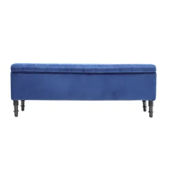 Livingandhome Blue Velvet Storage Ottoman Bench With Rubberwood Legs -Furniture Store livingandhome blue velvet storage ottoman bench with rubberwood legs0637586349171 03c MP