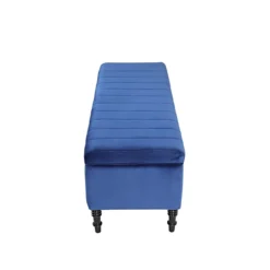 Livingandhome Blue Velvet Storage Ottoman Bench With Rubberwood Legs -Furniture Store livingandhome blue velvet storage ottoman bench with rubberwood legs0637586349171 04c MP