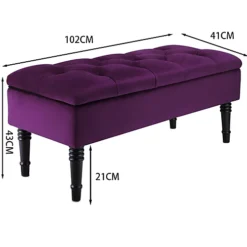 Livingandhome Dark Purple Velvet Ottoman Bench With Rubberwood Legs -Furniture Store livingandhome dark purple velvet ottoman bench with rubberwood legs0735940279727 04c MP