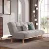 Livingandhome Grey Lattice Tufted Upholstered 3 Seater Sofa Bed With Wood Legs -Furniture Store livingandhome grey lattice tufted upholstered 3 seater sofa bed with wood legs0735940245203 01c MP