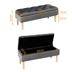 Livingandhome Grey Velvet Ottoman Bench Storage Footstool With Rubber Wooden Leg 9 Livingandhome Grey Velvet Ottoman Bench Storage Footstool With Rubber Wooden Leg -Furniture Store livingandhome grey velvet ottoman bench storage footstool with rubber wooden leg0735940279659 06c MP