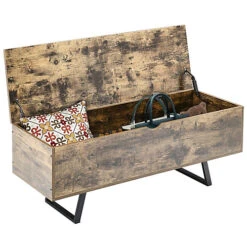 Livingandhome Industrial Wooden Ottoman Flip Top Storage Bench 8 Livingandhome Industrial Wooden Ottoman Flip Top Storage Bench -Furniture Store livingandhome industrial wooden ottoman flip top storage bench0735940250023 03c MP