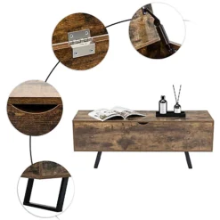 Livingandhome Industrial Wooden Ottoman Flip Top Storage Bench 9 Livingandhome Industrial Wooden Ottoman Flip Top Storage Bench -Furniture Store livingandhome industrial wooden ottoman flip top storage bench0735940250023 04c MP