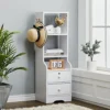 Livingandhome White 2 Lockable Drawer Bedside Table With 2 Tier Display Shelf W 370mm X D 300mm X H 1145mm -Furniture Store livingandhome white 2 lockable drawer bedside table with 2 tier display shelf w 370mm x d 300mm x h 1145mm0735940257343 01c MP