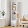 Livingandhome White 2 Lockable Drawer Bedside Table With 4 Tier Display Shelf W 400mm X D 340mm X H 1740mm -Furniture Store livingandhome white 2 lockable drawer bedside table with 4 tier display shelf w 400mm x d 340mm x h 1740mm0735940257367 01c MP