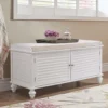 Livingandhome White Wooden Storage Bench Window Seat Footstool Shutter Door Ottoman With Linen Cushion -Furniture Store livingandhome white wooden storage bench window seat footstool shutter door ottoman with linen cushion0735940250290 01c MP