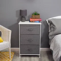 Lotte 3 Drawer Storage Chest In Grey Linen