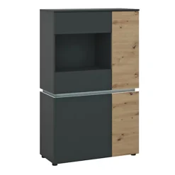 Luci 4 Door Low Display Cabinet (including LED Lighting) In Platinum And Oak