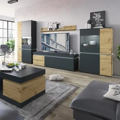 Luci 4 Door Low Display Cabinet (including LED Lighting) In Platinum And Oak -Furniture Store luci 4 door low display cabinet including led lighting in platinum and oak5900355117536 04c MP