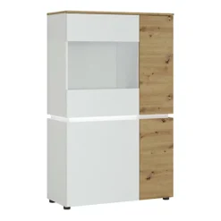 Luci 4 Door Low Display Cabinet (including LED Lighting) In White And Oak