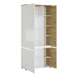 Luci 4 Door Tall Display Cabinet LH (including LED Lighting) In White And Oak -Furniture Store luci 4 door tall display cabinet lh including led lighting in white and oak5900355115068 03c MP