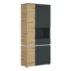 Luci 4 Door Tall Display Cabinet RH (including LED Lighting) In Platinum And Oak