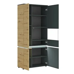 Luci 4 Door Tall Display Cabinet RH (including LED Lighting) In Platinum And Oak -Furniture Store luci 4 door tall display cabinet rh including led lighting in platinum and oak5900355118953 03c MP