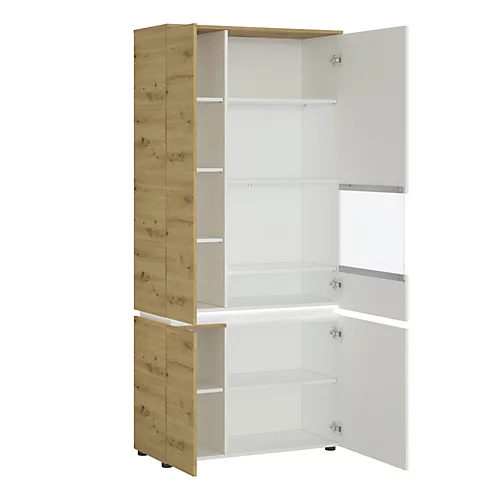 Luci 4 Door Tall Display Cabinet RH (including LED Lighting) In White And Oak 5 Luci 4 Door Tall Display Cabinet RH (including LED Lighting) In White And Oak - Image 3