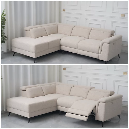 Luigi Electric Recliner Corner Sofa Chaise Luxurious Comfort And Modern Convenience (Beige Left Hand Facing Chaise) 4 Luigi Electric Recliner Corner Sofa Chaise Luxurious Comfort And Modern Convenience (Beige Left Hand Facing Chaise) - Image 2