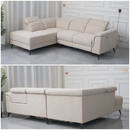 Luigi Electric Recliner Corner Sofa Chaise Luxurious Comfort And Modern Convenience (Beige Left Hand Facing Chaise) 5 Luigi Electric Recliner Corner Sofa Chaise Luxurious Comfort And Modern Convenience (Beige Left Hand Facing Chaise) - Image 3
