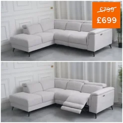 Luigi Electric Recliner Corner Sofa Chaise Luxurious Comfort And Modern Convenience (Grey Left Hand Facing Chaise)