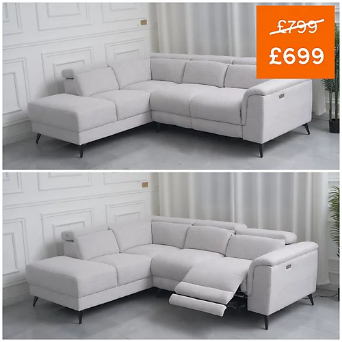 Luigi Electric Recliner Corner Sofa Chaise Luxurious Comfort And Modern Convenience (Grey Left Hand Facing Chaise) 3 Luigi Electric Recliner Corner Sofa Chaise Luxurious Comfort And Modern Convenience (Grey Left Hand Facing Chaise)