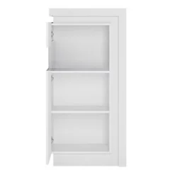 Lyon Narrow Display Cabinet (LHD) 123.6cm High (including LED Lighting) In White And High Gloss -Furniture Store lyon narrow display cabinet lhd 123 6cm high including led lighting in white and high gloss5900355143412 03c MP