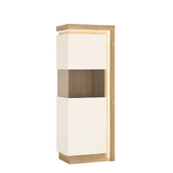 Lyon Narrow Display Cabinet (LHD) 164.1cm High In Riviera Oak/White High Gloss -Furniture Store lyon narrow display cabinet lhd 164 1cm high in riviera oak white high gloss5900355041046 03c MP