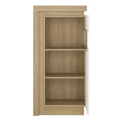 Lyon Narrow Display Cabinet (RHD) 123.6cm High In Riviera Oak/White High Gloss 8 Lyon Narrow Display Cabinet (RHD) 123.6cm High In Riviera Oak/White High Gloss -Furniture Store lyon narrow display cabinet rhd 123 6cm high in riviera oak white high gloss5900355041107 03c MP