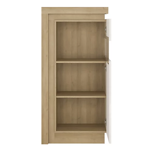 Lyon Narrow Display Cabinet (RHD) 123.6cm High In Riviera Oak/White High Gloss 5 Lyon Narrow Display Cabinet (RHD) 123.6cm High In Riviera Oak/White High Gloss - Image 3